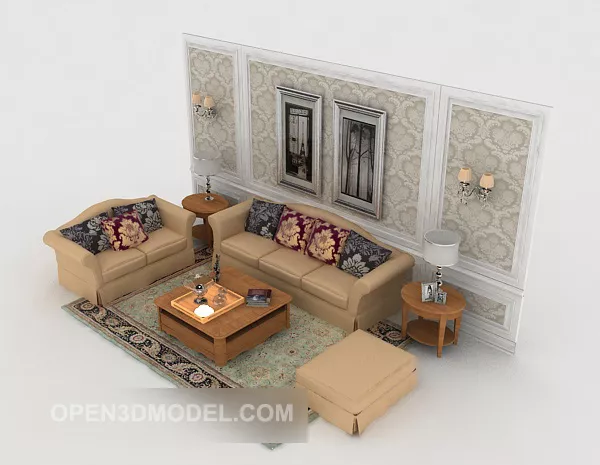 Simple Home Brown Combination Sofa 3d model Simple Home Brown Combination Sofa 3d model