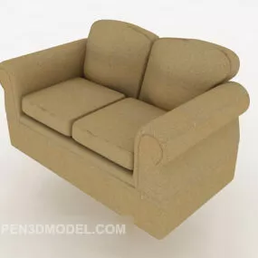 Simple Home Brown Double Sofa 3d model