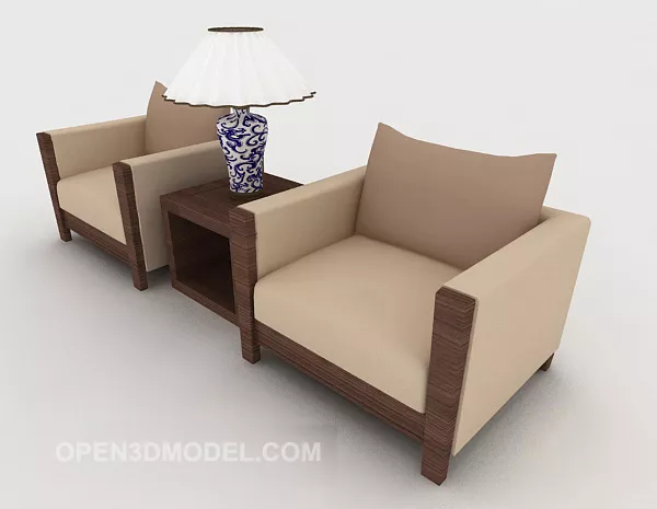 Simple Home Brown Single Sofa Combination 3d model Simple Home Brown Single Sofa Combination 3d model
