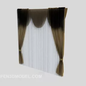 Simple Home Brown White Curtain 3d model