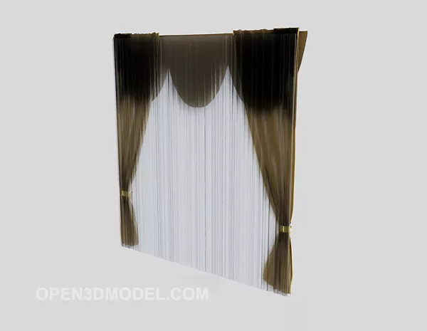 Simple Home Brown White Curtain 3d model Simple Home Brown White Curtain 3d model