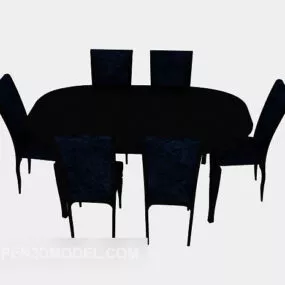 Simple Home Dining Table Chairs 3d model