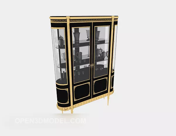 Antique Home Glass Display Cabinet 3d model Antique Home Glass Display Cabinet 3d model