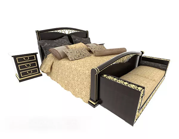 Simple Home Double Bed With 3d model Simple Home Double Bed With 3d model