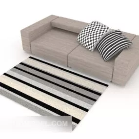 Simple Home Gray Double Sofa 3d model