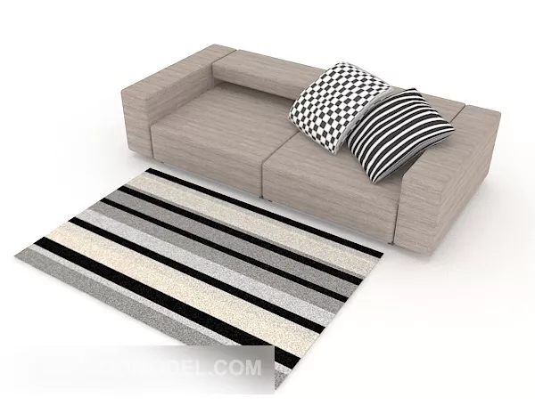 Simple Home Gray Double Sofa 3d model Simple Home Gray Double Sofa 3d model
