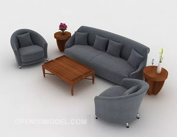 Simple Home Grey Combination Sofa 3d model Simple Home Grey Combination Sofa 3d model