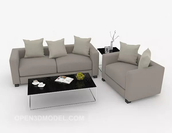 Simple Home Leisure Grey Sofa Sets 3d model Simple Home Leisure Grey Sofa Sets 3d model