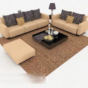 Simple Home Light Brown Combination Sofa 3d model
