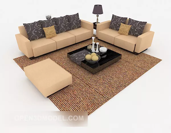 Simple Home Light Brown Combination Sofa 3d model Simple Home Light Brown Combination Sofa 3d model