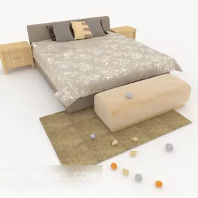 Simple Home Modern Double Bed 3d model