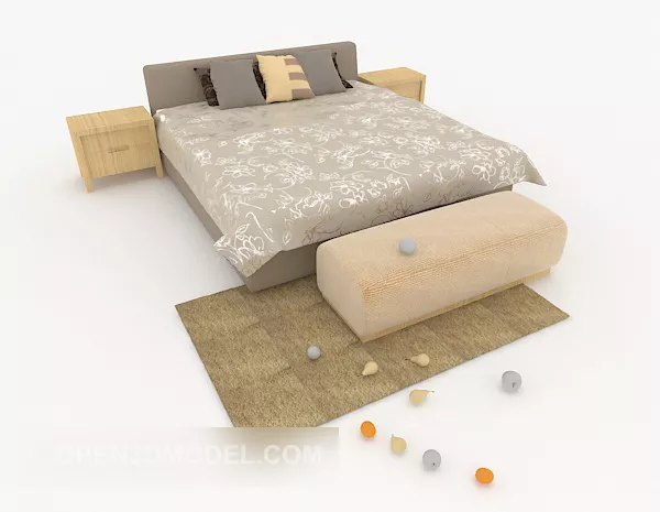 Simple Home Modern Double Bed 3d model Simple Home Modern Double Bed 3d model