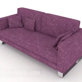 Simple Home Purple Double Sofa 3d model