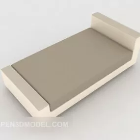 Simple Home Single Bed Beige Color 3d model