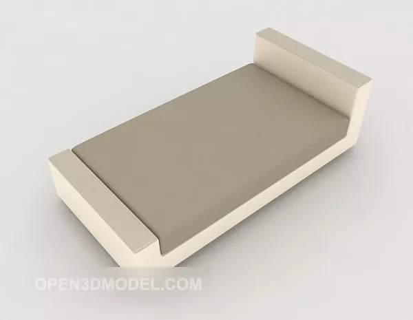 Simple Home Single Bed Beige Color 3d model Simple Home Single Bed Beige Color 3d model