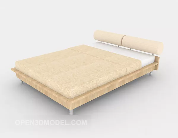Simple Home Warm Yellow Double Bed 3d model Simple Home Warm Yellow Double Bed 3d model