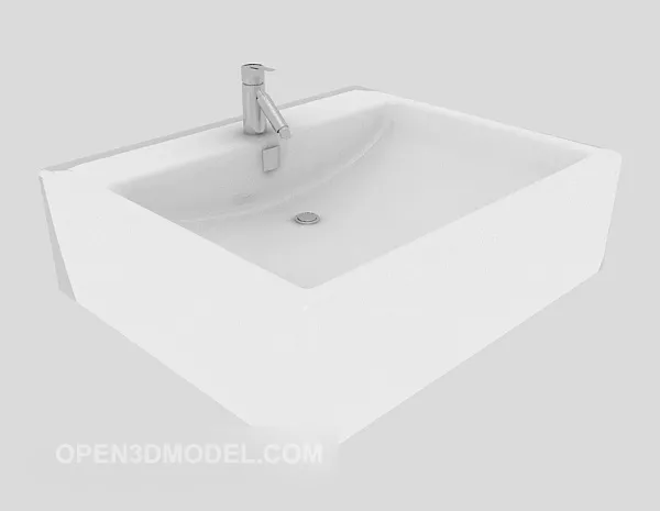 Washbasin With Rectangle Mirror 3d model