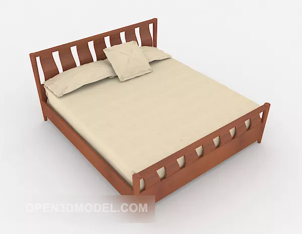 Simple Home Wood Double Bed 3d model Simple Home Wood Double Bed 3d model