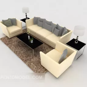 Simple Home Yellow Sofa 3d model