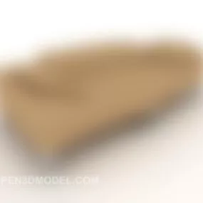Simple Light Brown Double Sofa 3d model