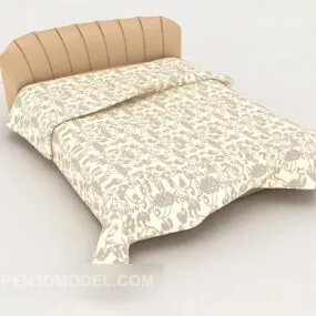 Simple Light Color Double Bed 3d model