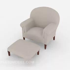 Simple Light Gray Single Sofa 3d model