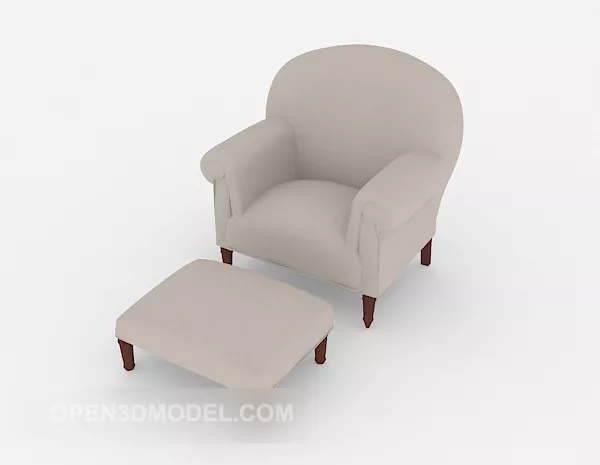 Simple Light Gray Single Sofa 3d model Simple Light Gray Single Sofa 3d model
