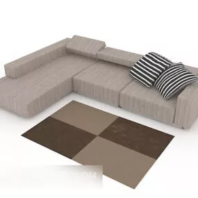 Simple Brown Fabric Sofa 3d model