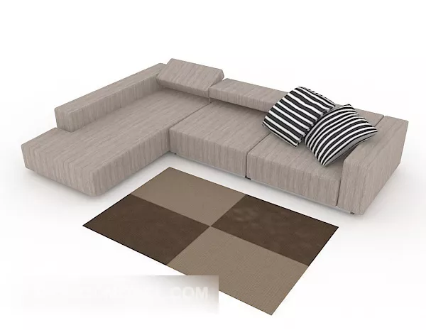 Simple Brown Fabric Sofa 3d model Simple Brown Fabric Sofa 3d model