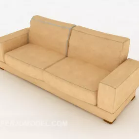 Simple Light Yellow Double Sofa 3d model