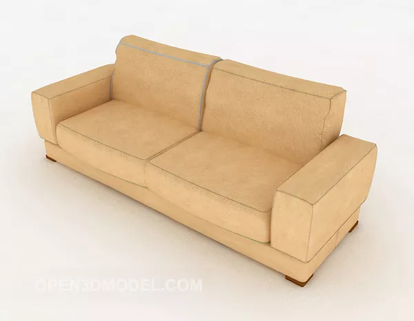 Simple Light Yellow Double Sofa 3d model Simple Light Yellow Double Sofa 3d model