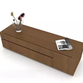Simple Long Square Tv Cabinet 3d model