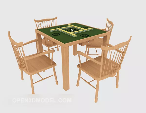 Simple Mahjong Table Chair Set 3d model Simple Mahjong Table Chair Set 3d model