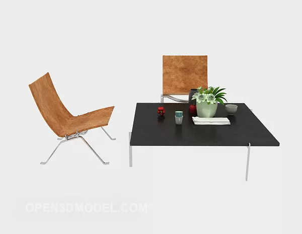 Simple Meeting Table Chair Set 3d model Simple Meeting Table Chair Set 3d model