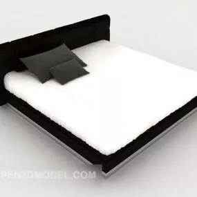 Simple Modern Black And White Double Bed 3d model