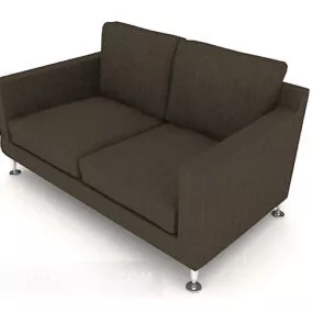 Simple Modern Brown Double Sofa 3d model