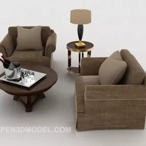 Simple Modern Brown Single Sofa 3d model