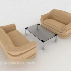 Simple Modern Brown Sofa Sets 3d model