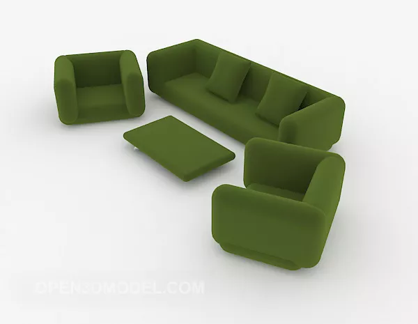 Simple Modern Green Sofa Sets 3d model Simple Modern Green Sofa Sets 3d model