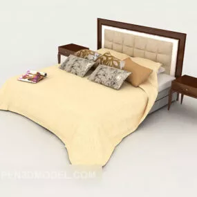 Simple Modern Style Double Bed 3d model