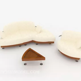 Simple Brown Chinese Sofa Sets 3d model