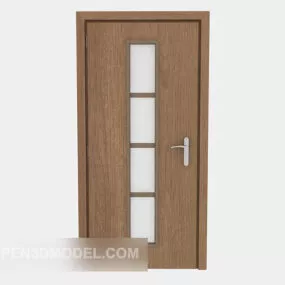 Simple Office Door Wooden With Glass 3d model