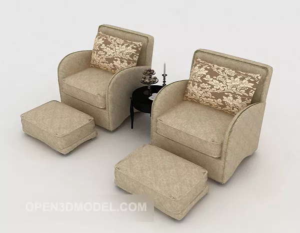Simple Patterned Double Sofa 3d model Simple Patterned Double Sofa 3d model