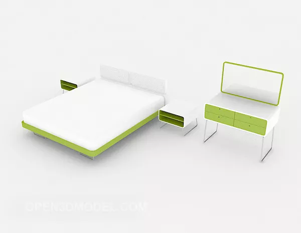 Simple Personality Double Bed 3d model Simple Personality Double Bed 3d model