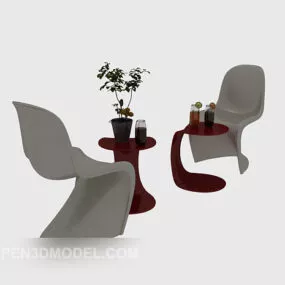 Simple Personality Table Chair Set 3d model