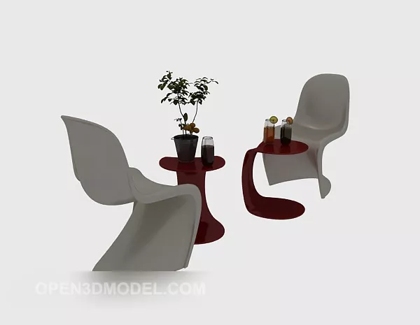 Simple Personality Table Chair Set 3d model Simple Personality Table Chair Set 3d model