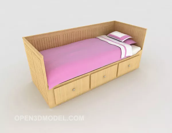 Simple Pink Single Bed 3d model Simple Pink Single Bed 3d model