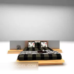 Simple Plaid Bed Wooden 3d model