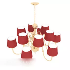 Simple Red European Home Chandelier 3d model
