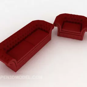 Home Simple Red Sofa Set 3d model